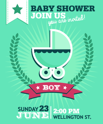 baby shower card design vector 02