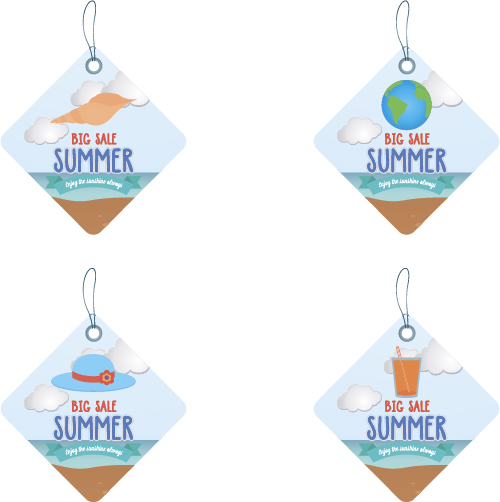 lozenge summer sale tags vector set 03