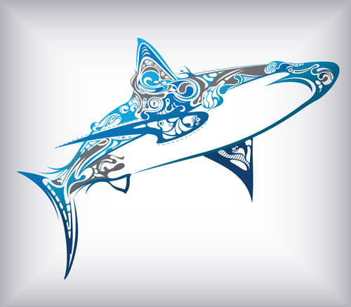 Set of cute sea animals vector 04