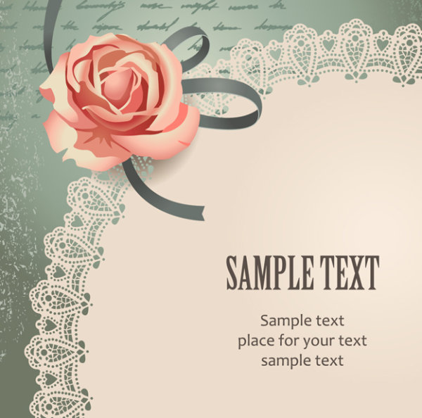 Vintage Romantic Rose background vector 01