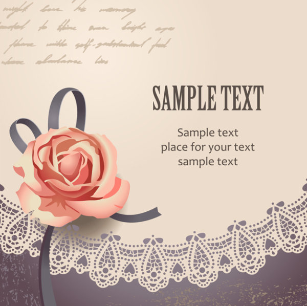 Vintage Romantic Rose background vector 02