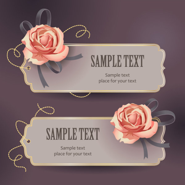 Vintage Romantic Rose label vector 03