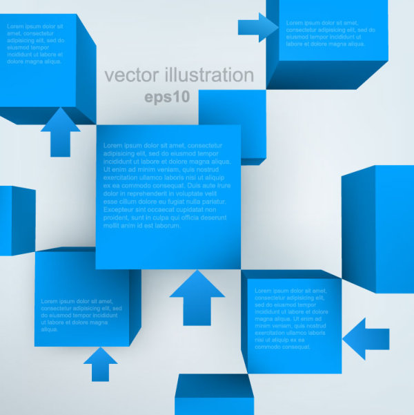 Elements of 3d objects vector background set 01