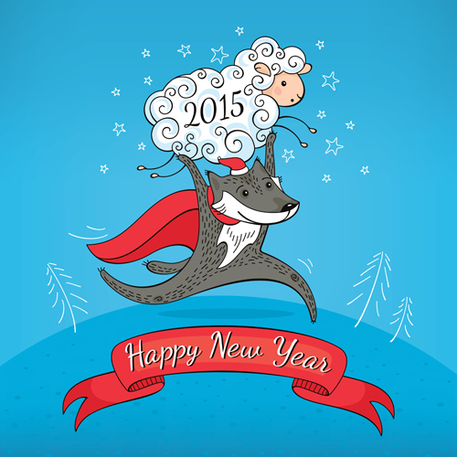 2015 year of the sheep vectors background 01