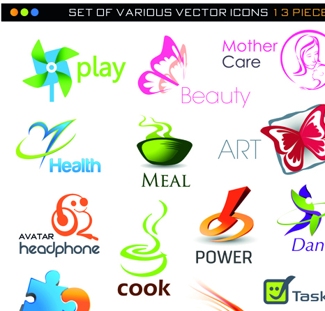 Different 3D logos design elements vector 03