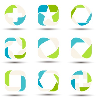Abstract shapes colored logos vector 01