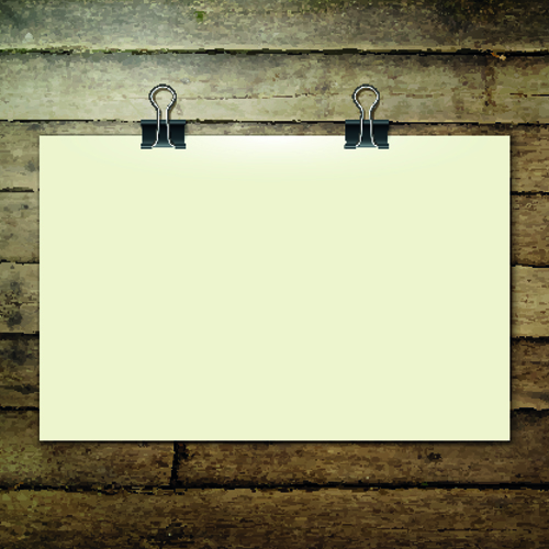 Blank paper and paper clip background vector 01