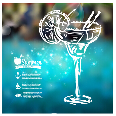 Blurred summer elements background vector material 08