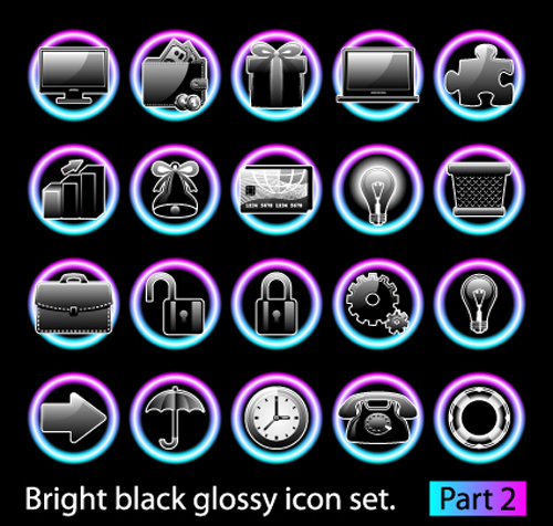 icon glossy bright black 