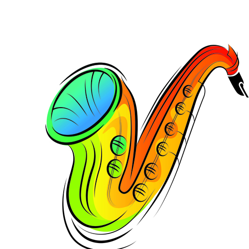 Colorful Animal and Musical instruments illustrations vector 03