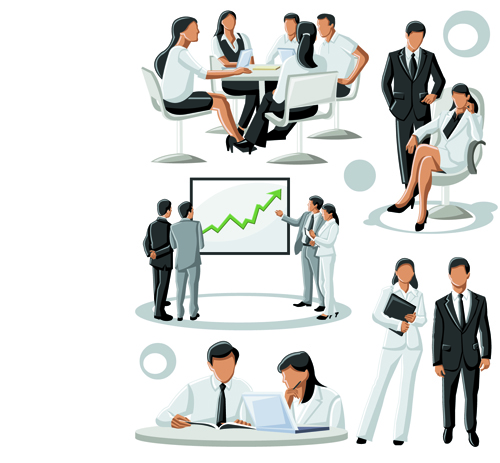 Various Business People vector set 01