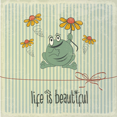 Cartoon animal with retro card vectors 02 Cartoon animal with retro card vectors 02