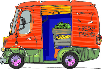 Cartoon car transporter elements vector 04