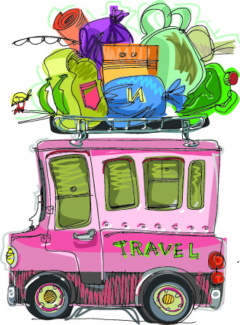 Cartoon car transporter elements vector 05