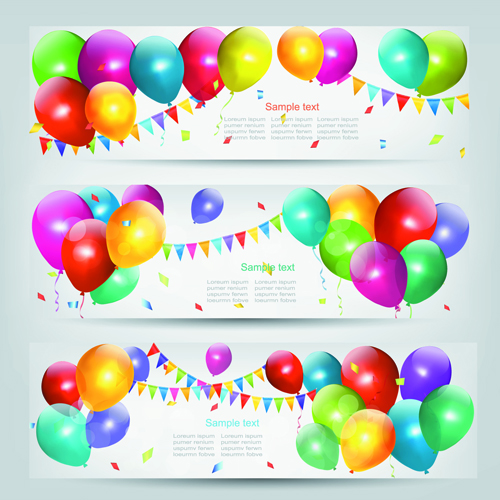 Colored Balloons Banners set 03