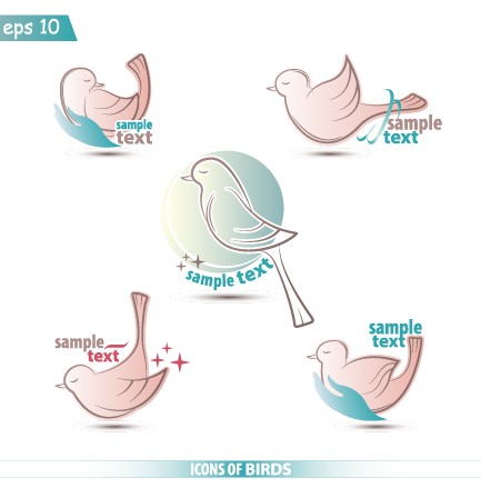 Creative birds icons design graphic vector