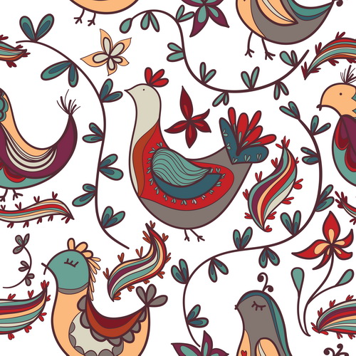 ornaments vector seamless pattern 01 Cute floral ornaments vector seamless pattern 01