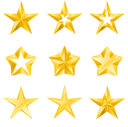 Cute stars icons set vector 01
