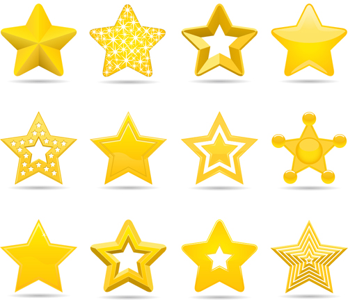 Cute stars icons set vector 02