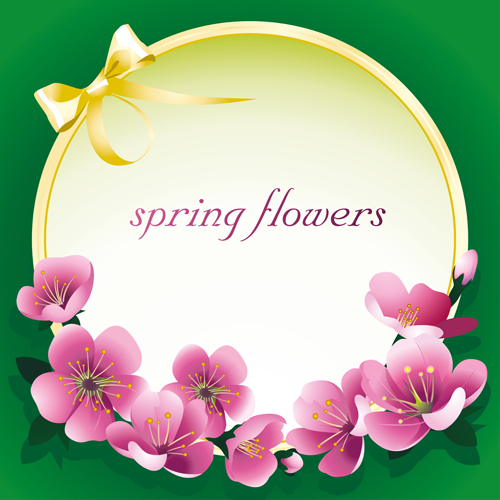 ower spring background set vector 01 Dark pink flower spring background set vector 01