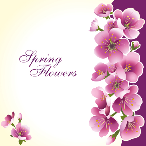 ower spring background set vector 02 Dark pink flower spring background set vector 02