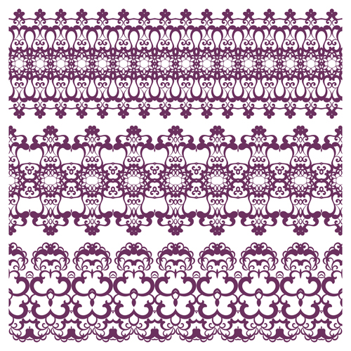 Decorative pattern retro seamless borders 01 vector set