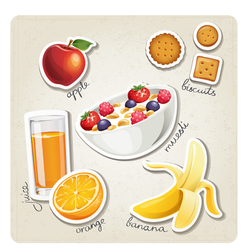 Different breakfast food vector icons material 04