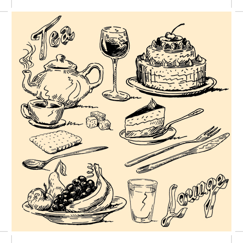 Retro font illustration food drawing 