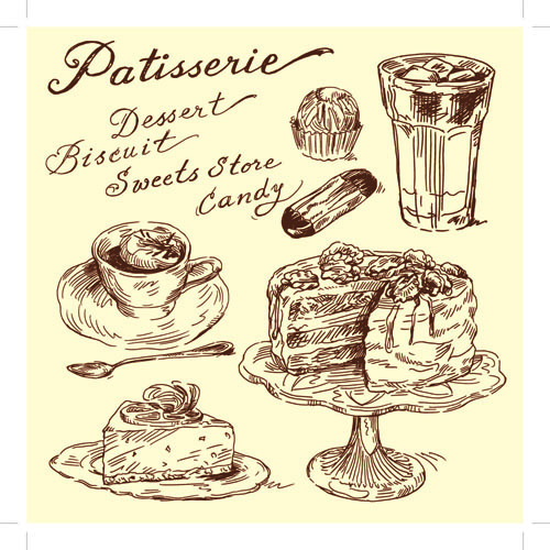 foods retro illustrations vector 08 Drawing foods retro illustrations vector 08