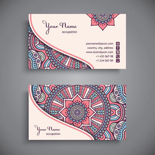 vintage pattern ethnic business cards business 