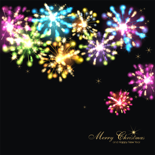 Fireworks christmas art background vector 04