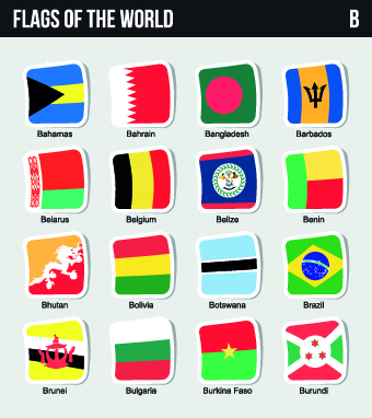 World flags stickers design vector set 05