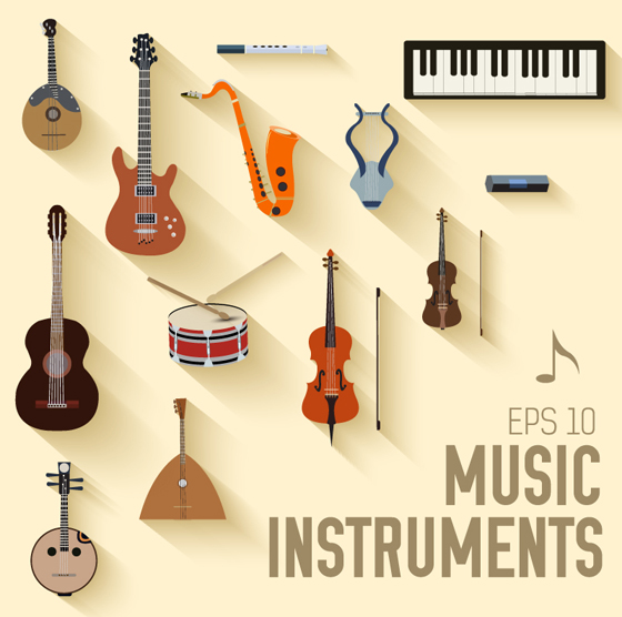music material instruments flat 