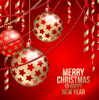 golden christmas balls background vector background 2014 