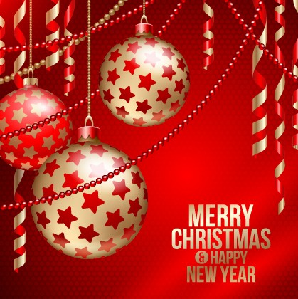Golden Christmas balls 2014 background vector 06
