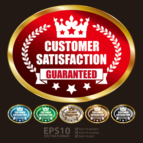 Golden laurel wreath badges vectors set 11