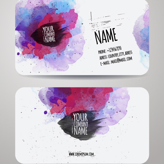Grunge watercolor business cards vector