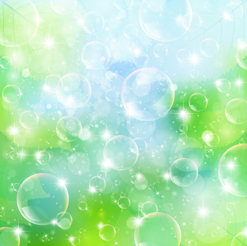 halation green leaves green bubble background 