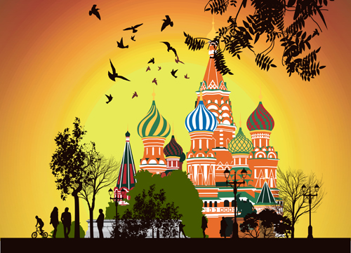 Islamic style building vector background