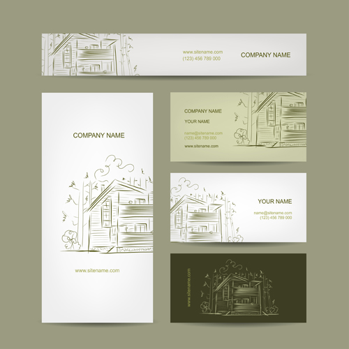 Modern business cards kit vector 02