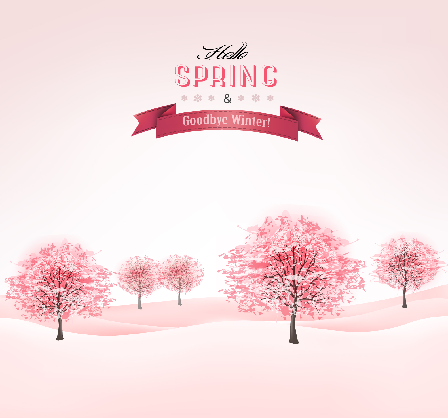 vector background trees tree spring pink background 