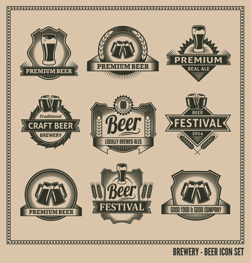 ro beer labels graphic set vector 02 Retro beer labels graphic set vector 02