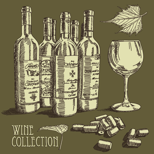 wine hand drawn collection 