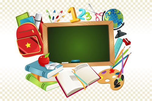 Set of Back to School elements background vector 05