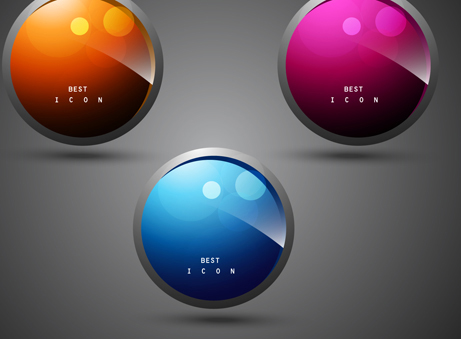 Shiny 3d Creative icon vector 02