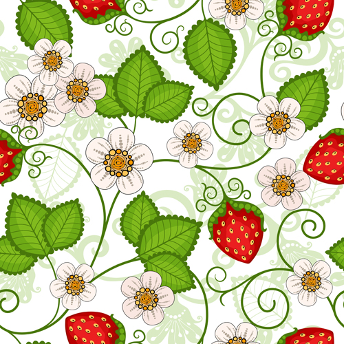 Strawberries seamless pattern vector