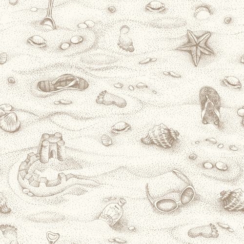 h vintage pattern seamless vector 01 Summer beach vintage pattern seamless vector 01