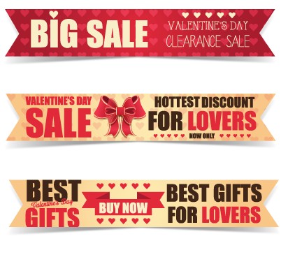 Valentine Day big sale vector banners set 01