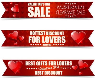 Valentine Day big sale vector banners set 02