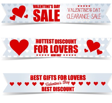 Valentine Day big sale vector banners set 03